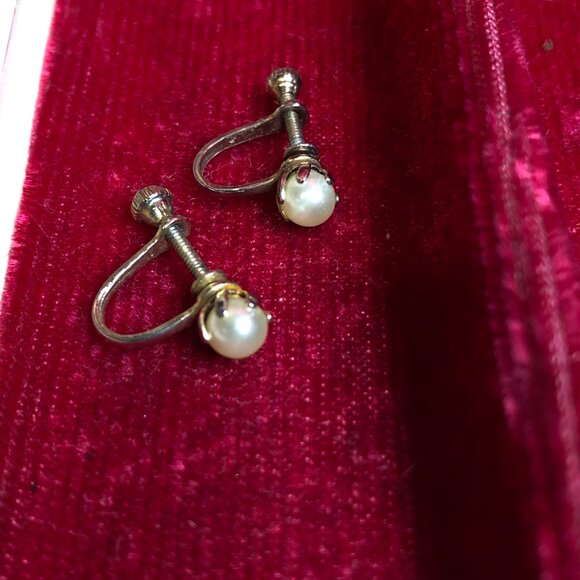 Trio (3) of Vintage Pearly clip on and screw back Earring Vtg Antique Faux Pearl - Picture 4 of 4